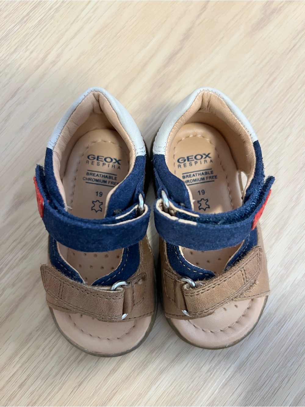 Geox Toddlers Navy, Brown & Red Leather Sandals